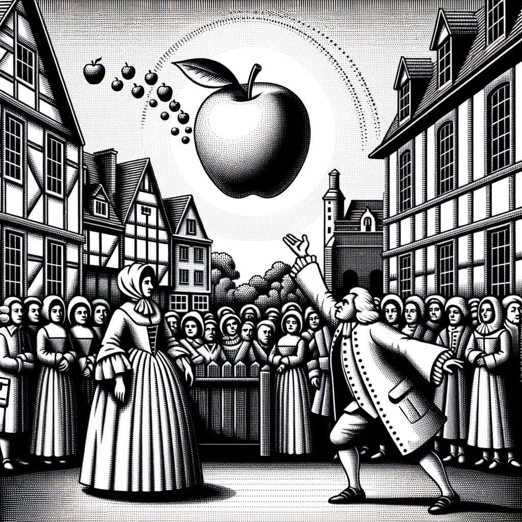 a detailed image of the discovery of gravity, created by using Fourier series